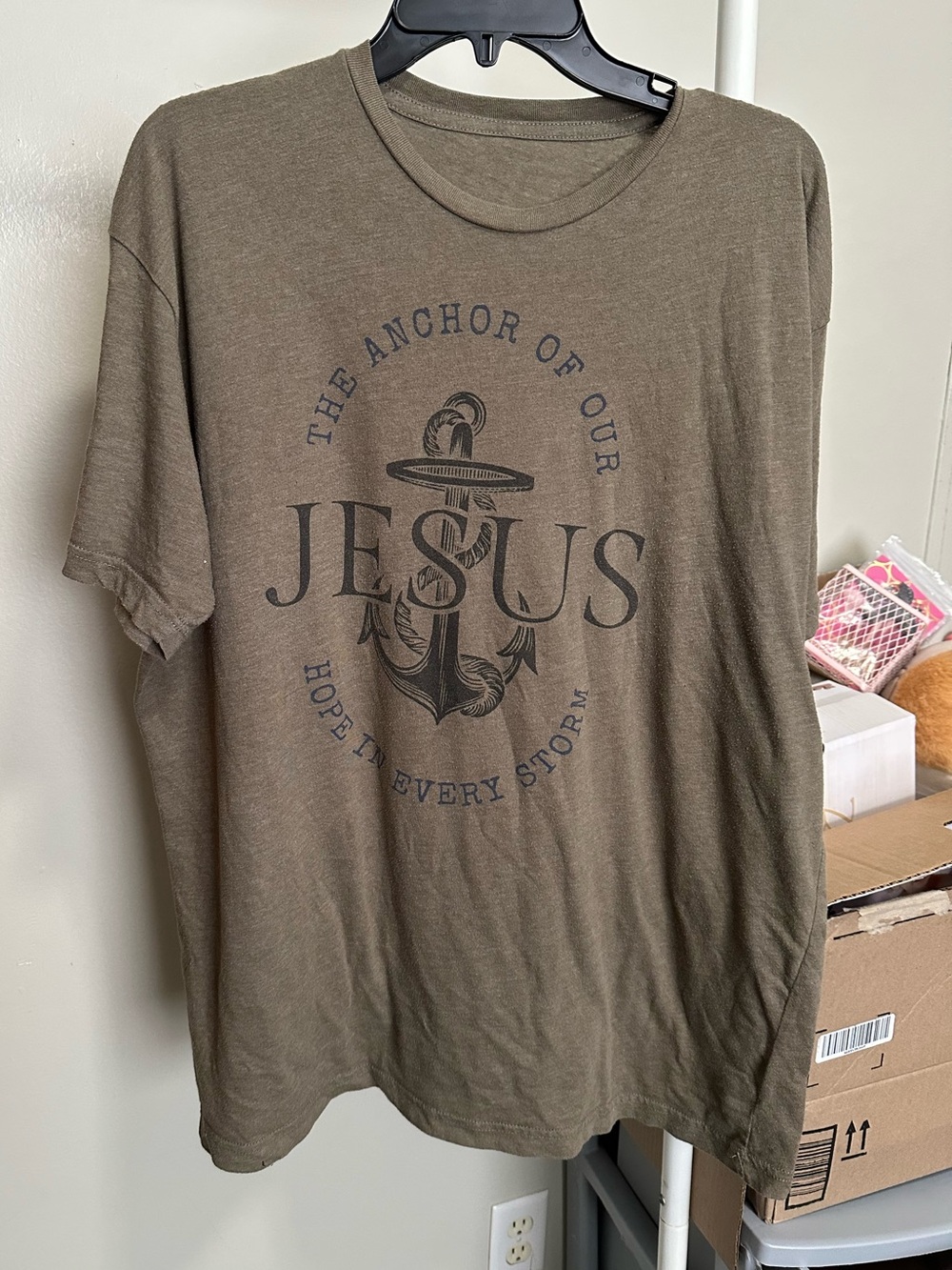 Army Green Jesus Anchor Christian Shortsleeve Tee size 3X